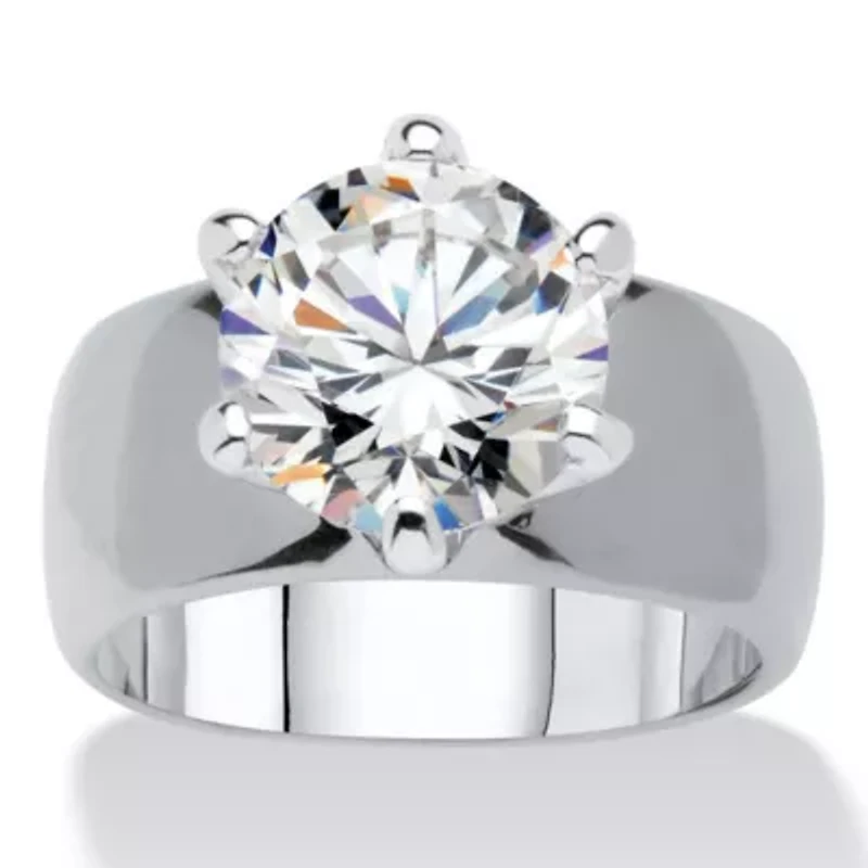 4 Cttw. Silvertone Round Cubic Zirconia Solitaire Engagement Ring