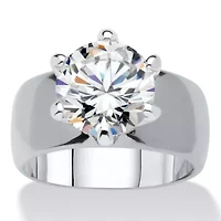 4 Cttw. Silvertone Round Cubic Zirconia Solitaire Engagement Ring