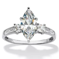 2.56 Cttw. Marquise-Cut Solid 10k White Gold Cubic Zirconia Engagement Ring