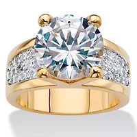 6.96 Cttw. Round Gold-Plated Cubic Zirconia Bridge Engagement Ring