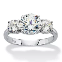 3 TCW Cubic Zirconia 10k White Gold 3-Stone Bridal Engagement Ring