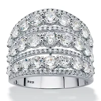 5.23 Cttw. .925 Sterling Silver Round Cubic Zirconia Openwork Dome Cocktail Ring