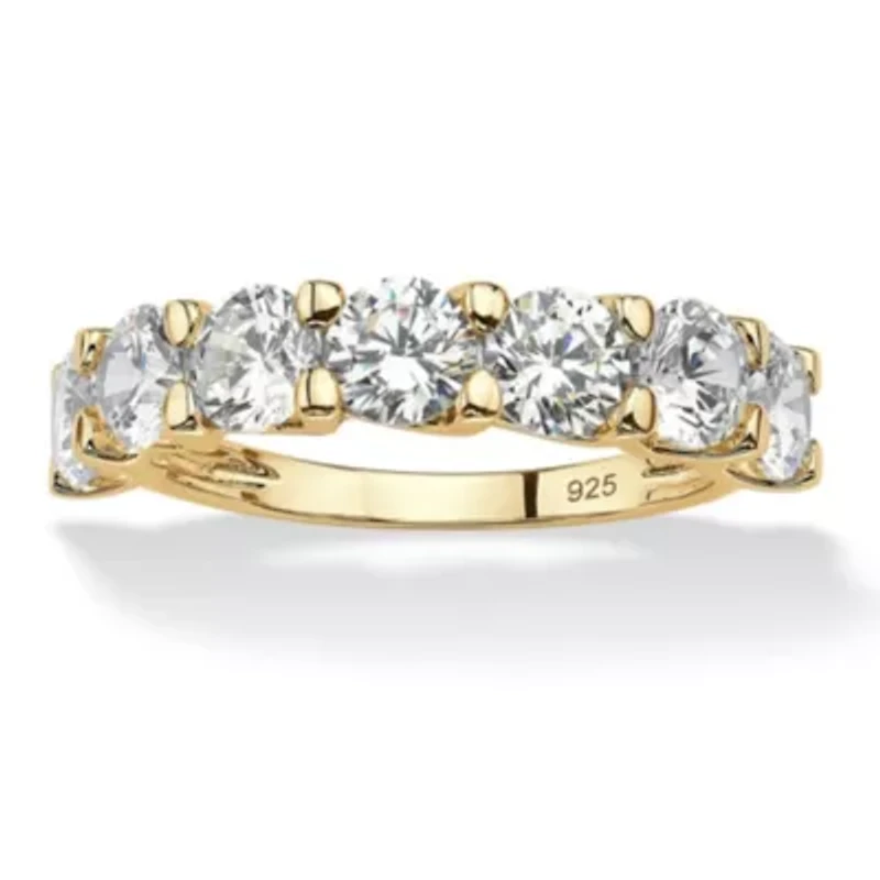 3.50 Cttw. Round Gold-Plated Sterling Silver Cubic Zirconia Wedding Ring