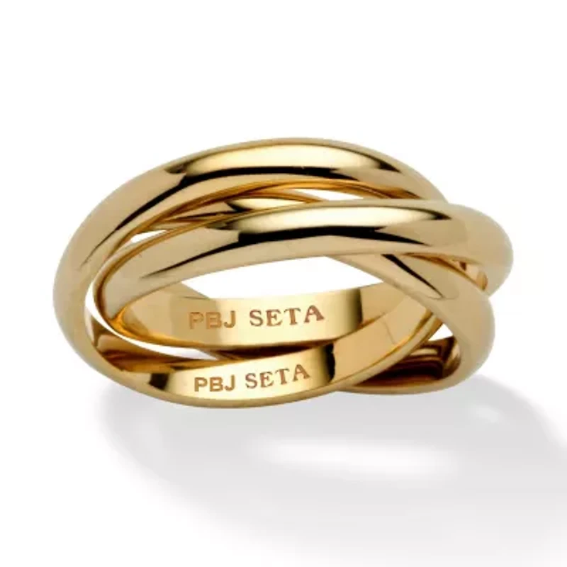 Yellow Gold-Plated Rolling Triple Band Crossover Ring