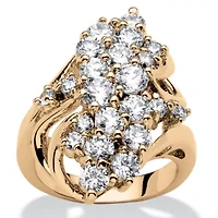 3.44 TCW Cubic Zirconia Gold-Plated Cluster Wave Ring