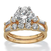 2 Piece 3.60 TCW Round Cubic Zirconia Bridal Ring Set Solid 10k Gold