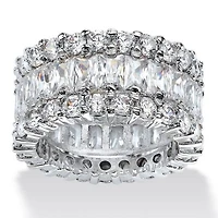 12.42 TCW Baguette-Cut Cubic Zirconia Platinum-plated Silver Eternity Ring