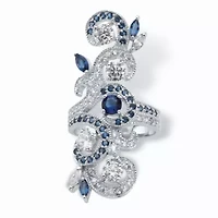 3.81 Cttw. Simulated Blue Sapphire and Cubic Zirconia .925 Silver Vine Ring