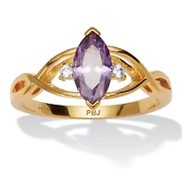 Marquise Simulated Birthstone Gold-plated Ring