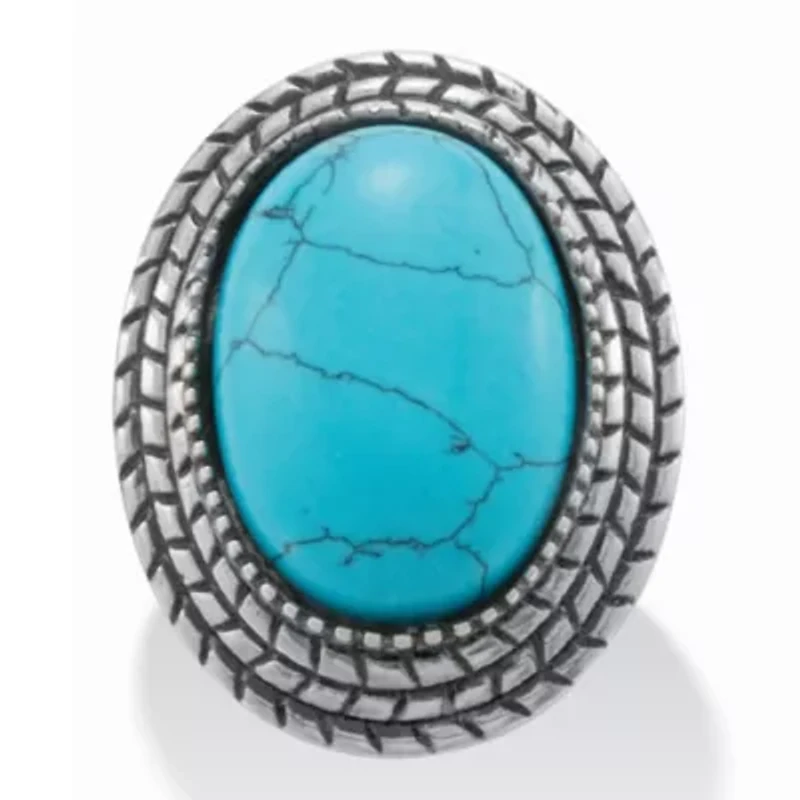 Turquoise Stainless Steel Boho Cocktail Ring