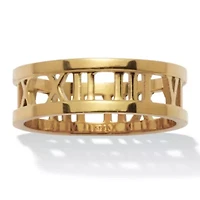 Roman Numeral Gold Ion-Plated Stainless Steel Ring
