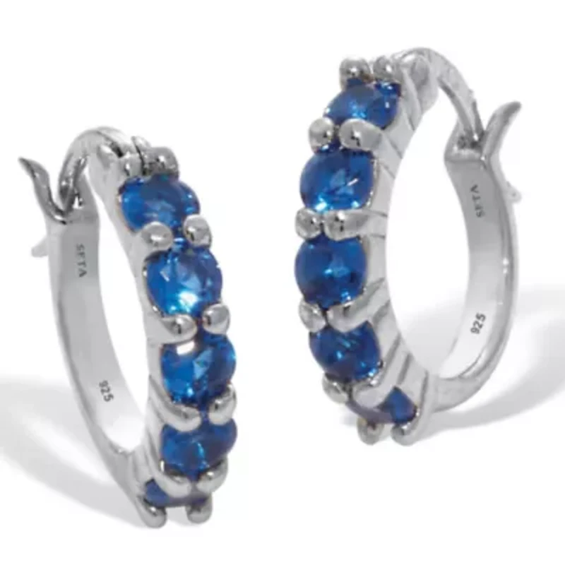 Birthstone Sterling Silver Huggie Hoop Earrings