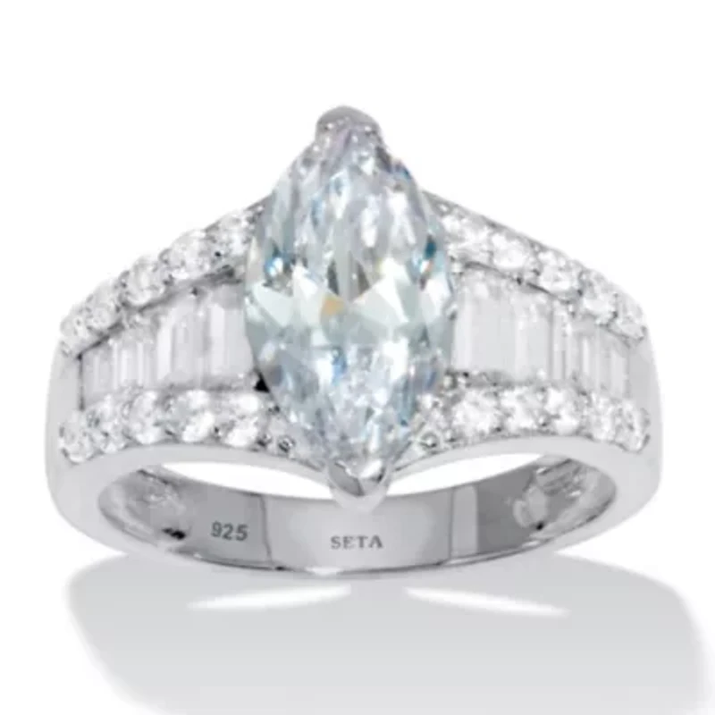 4.14 TCW Sterling Silver Cubic Zirconia Engagement Ring