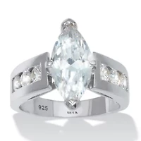 2.9 TCW Marquise-Cut Cubic Zirconia Sterling Silver Bridal Ring