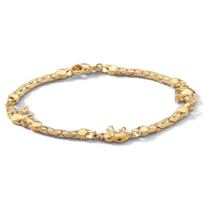 Elephant Ankle Bracelet in Yellow Goldtone 10"