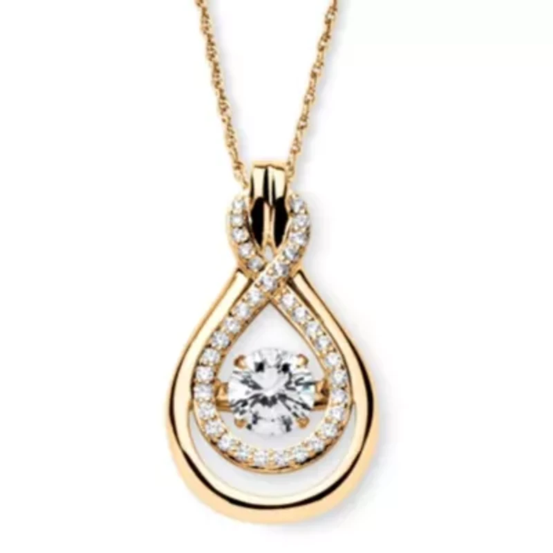 1.25 TCW "CZ in Motion" Drop Necklace 14k Gold-plated Sterling Silver