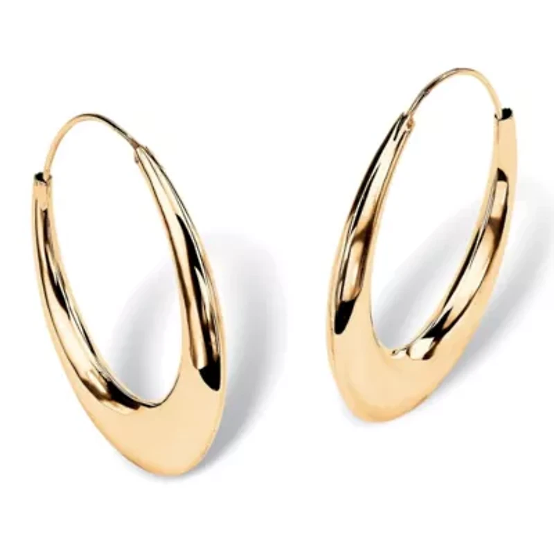 18k Yellow Gold-plated Sterling Silver Puffed Hoop Earrings 1 7/8"