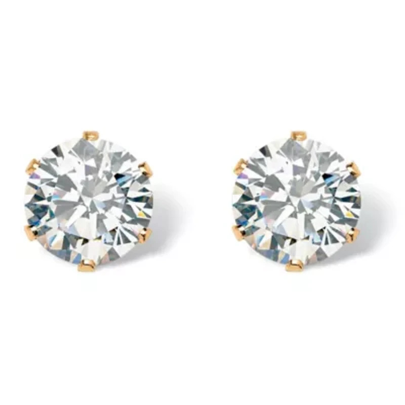 1.96 Cttw. Goldtone Round Cubic Zirconia Stud Earrings