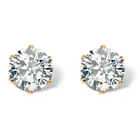 1.96 Cttw. Goldtone Round Cubic Zirconia Stud Earrings