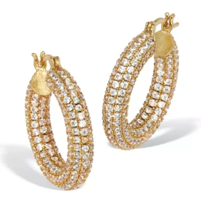 Round Crystal Goldtone Hoop Earrings