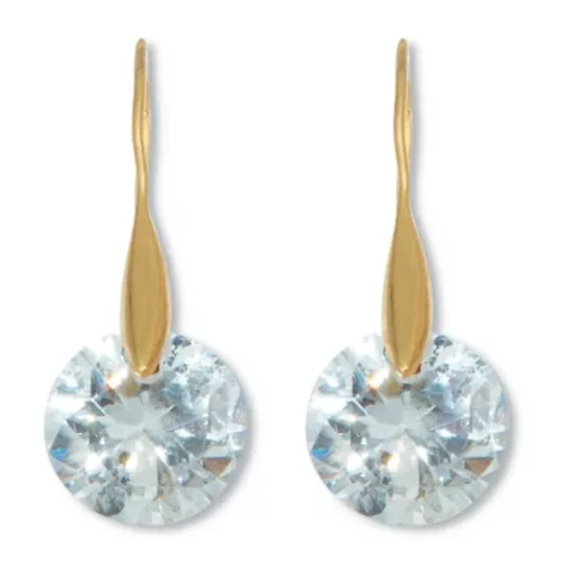 12 TCW Round Cubic Zirconia 18k Yellow Gold-Plated Drop Earrings