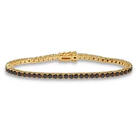 5.9 TCW Round Black Cubic Zirconia 14k Gold-Plated Tennis Bracelet 7 3/4-inch