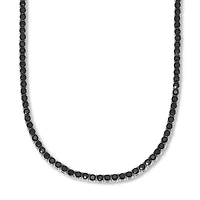 Round Black Cubic Zirconia Platinum-Plated Tennis Necklace 18-inch
