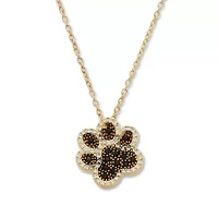 .97 TCW Round Black Cubic Zirconia 14k Gold-Plated Paw Print Necklace 18 inch