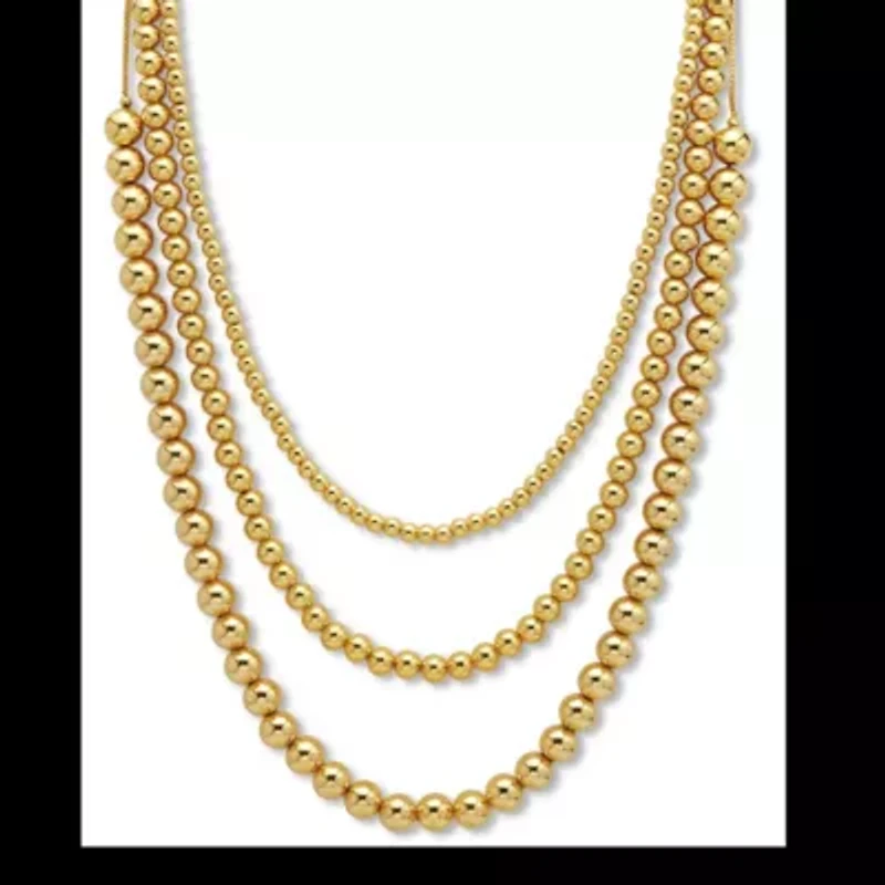 Lariat Goldtone Ball Bead Necklaces 24-inch, 3-Piece Set