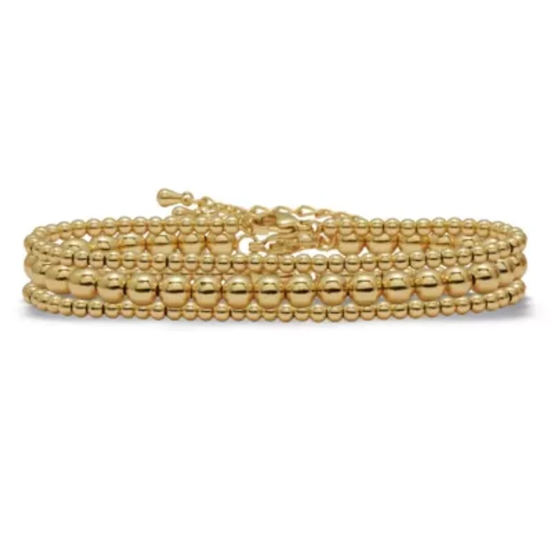 Ball Bead Goldtone Bracelets 7-inch length plus 2-inch extension, 3-Piece Set