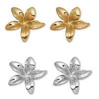 Yellow Gold Ion-Plated Stainless Steel Flower Earrings, 2-Pair Set