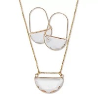 Crystal Half Moon Goldtone Necklace and Earring Set