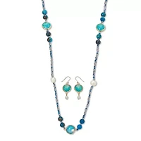 Simulated Blue Opal Necklace and Earring Set