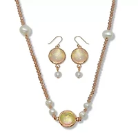 Simulated Opal and Pearl Necklace and Earring Set