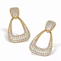 Round Pave-Style Crystal Goldtone Chic Drop Earrings