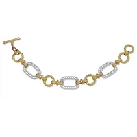 Crystal Yellow Goldtone Hammered Paperclip Link Bracelet 7.5-inch