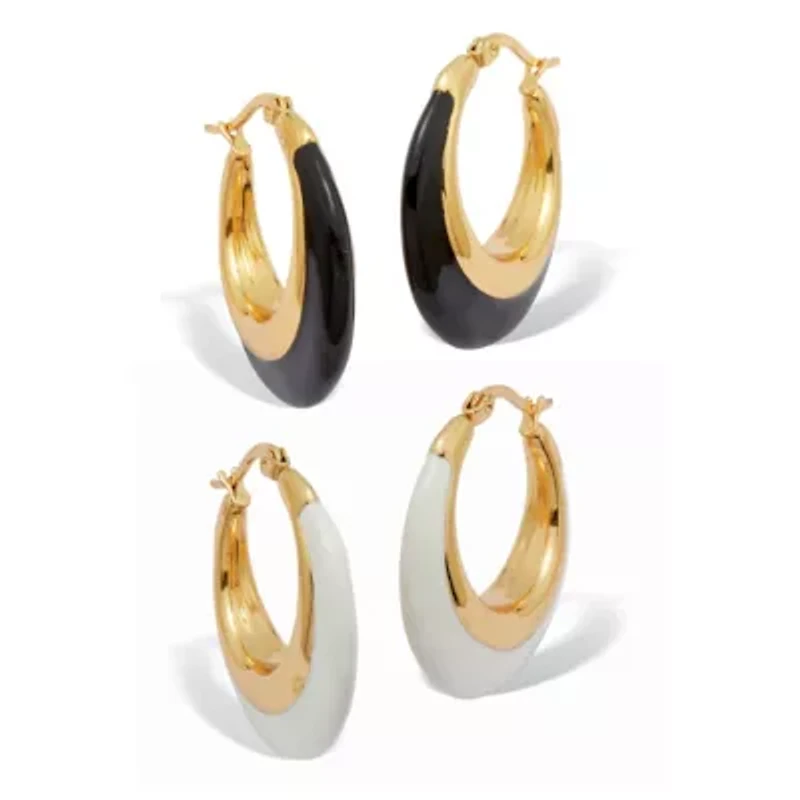 Yellow Gold Ion-Plated Eclipse 2-Set Hoop Earrings