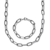Necklace and Bracelet Stainless Steel Paperclip Chain Jewelry Set