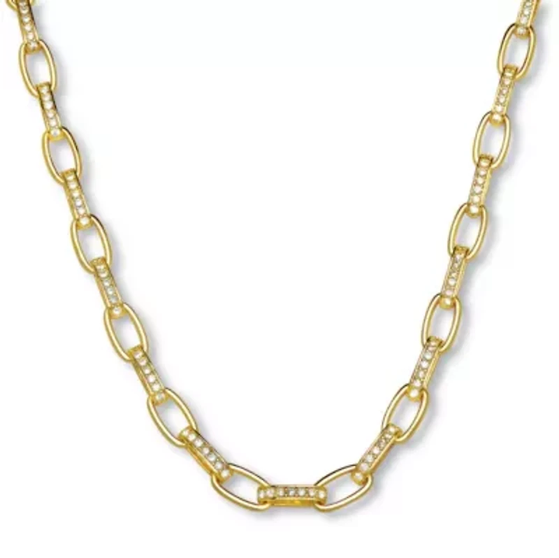 Crystal Goldtone Paperclip Necklace, 18 Inches