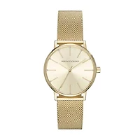 Three-Hand Gold-Tone Stainless Steel Mesh Watch
