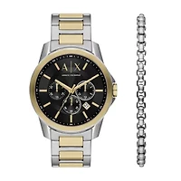Chronograph Two-Tone Stainless Steel Watch and Bracelet Set