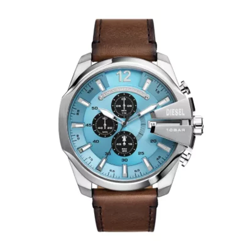 Diesel Men's Mega Chief Chronograph Brown Leather Watch