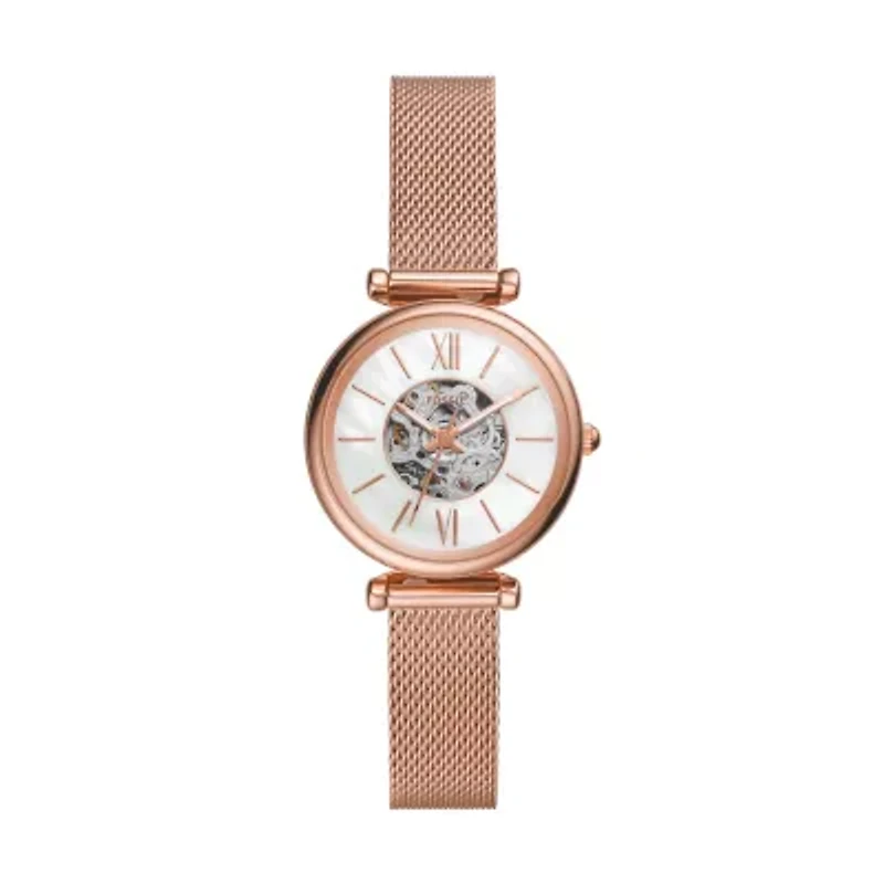 Carlie Mini Automatic Rose Gold-Tone Stainless Steel Mesh Watch