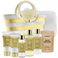 Home Spa Kit - Honey Almond Scent - Luxury Bath & Shower Gift for Women & Men