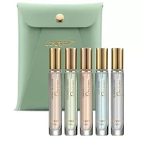 6pc Perfume Set, Floral Scented Eau de Parfum Body Spray with Leather Pouch