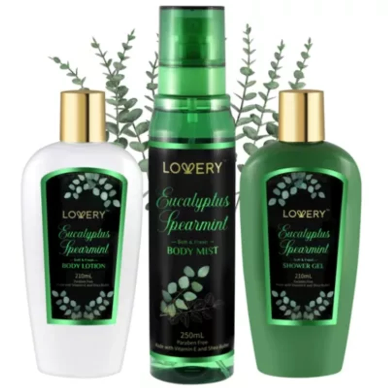 Eucalyptus Spearmint Travel Set - 3Pc Bath and Body Kit