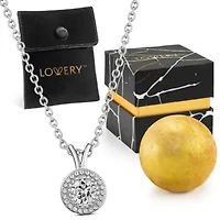 Sterling Silver Cluster CZ Stone Pendant with Chain, Pouch, Bath Bomb & Gift Box