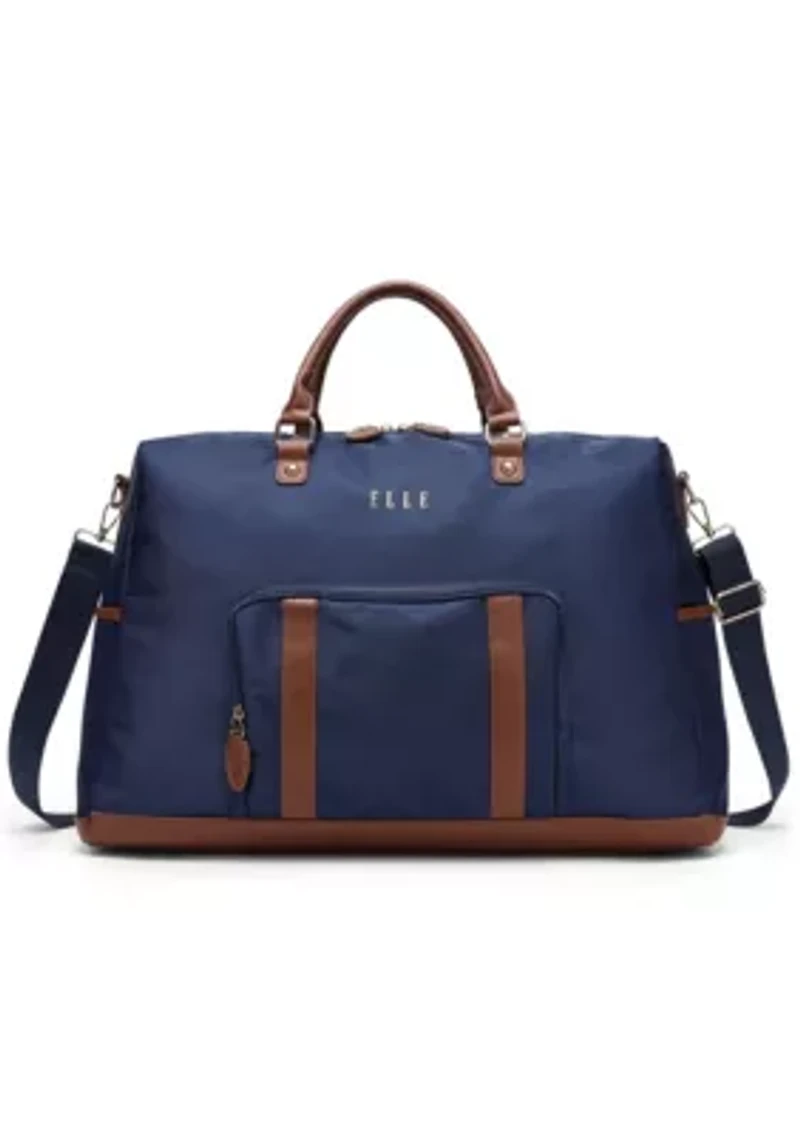 Luxe Journey 30L Twill and Vegan Leather Weekender Duffel Bag