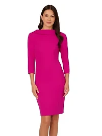 Rolled Neck Crepe Midi Dress