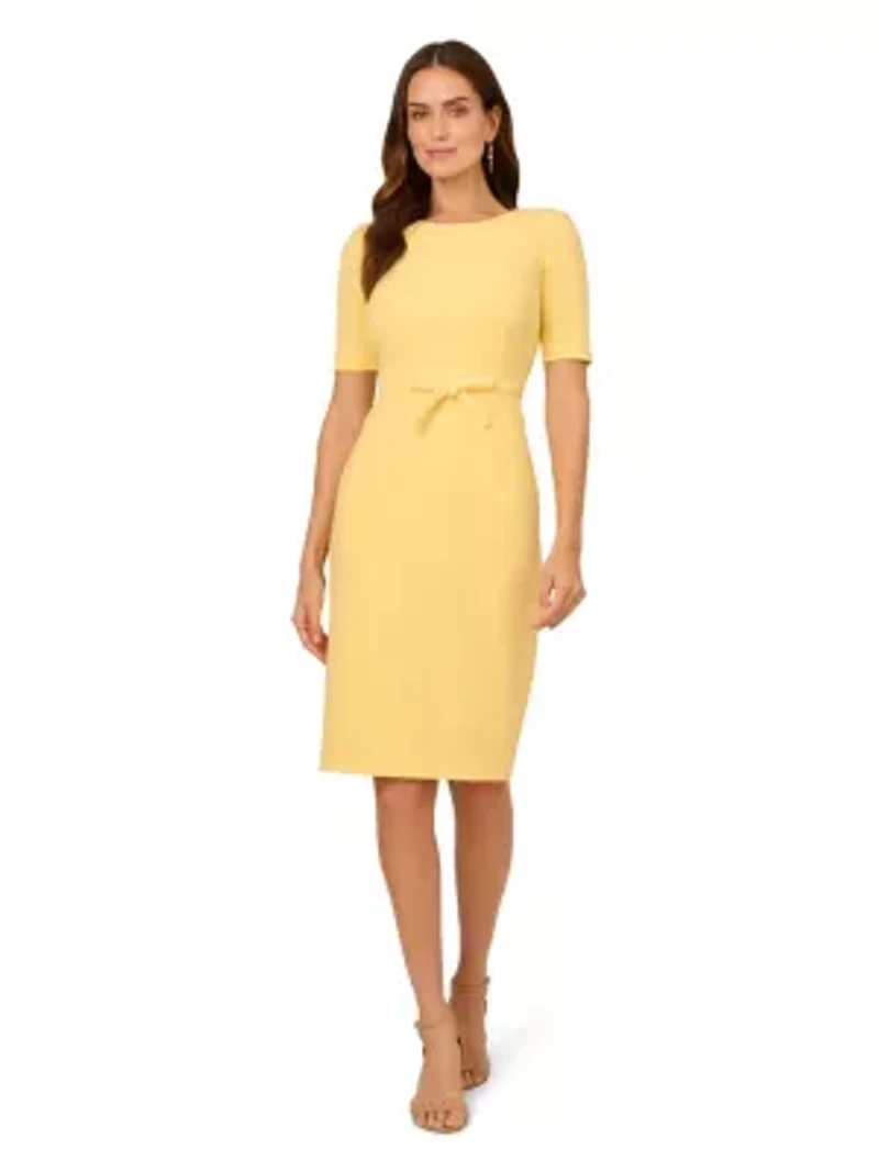Stretch Crepe Bow Sheath Dress